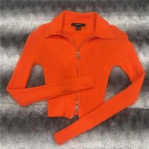 Orange Double Zip Sweater